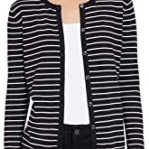 Jones New York B&W Striped Cardigan xxl